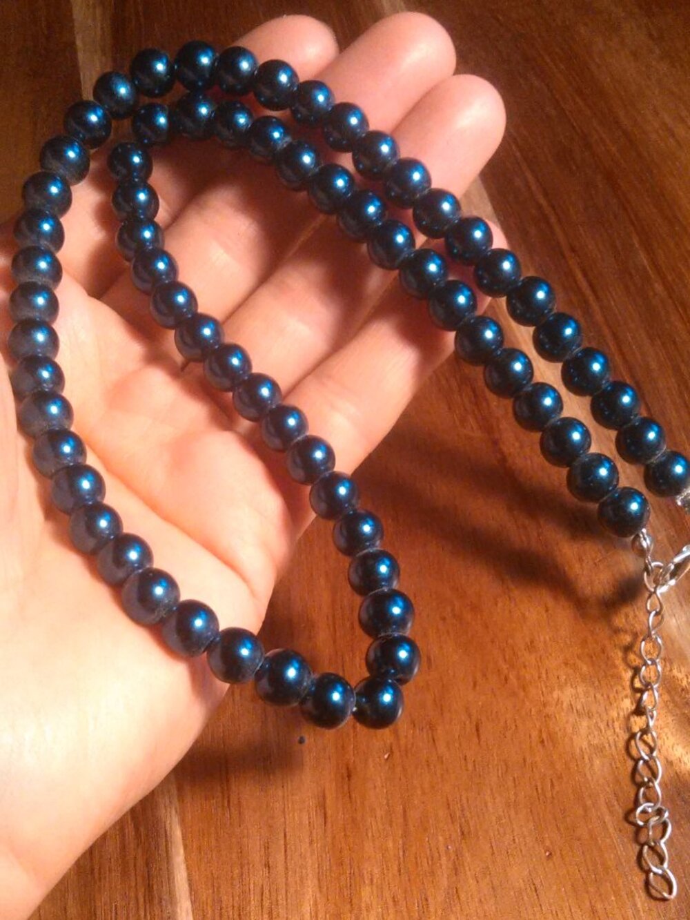 Blue Shell Pearl Beaded Necklace (20 to 22 Inch)